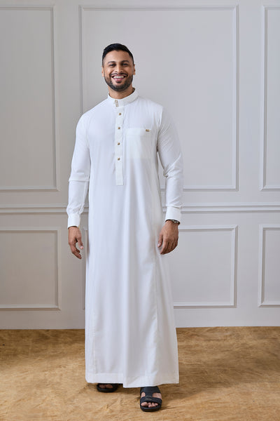 Mens Designer Cream Collar Thobe Jubba | AN 2319