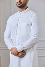 Mens Designer Cream Collar Thobe Jubba | AN 2319