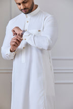 Mens Designer Cream Collar Thobe Jubba | AN 2319