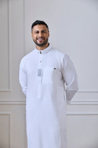 White Embroidery Thobe and Jubba for Men | AN 2450