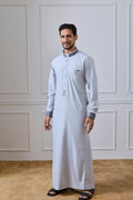 Light Blue Prestige Thobe with Contrast Collar & Cuff Detailing | AN 2458 C4