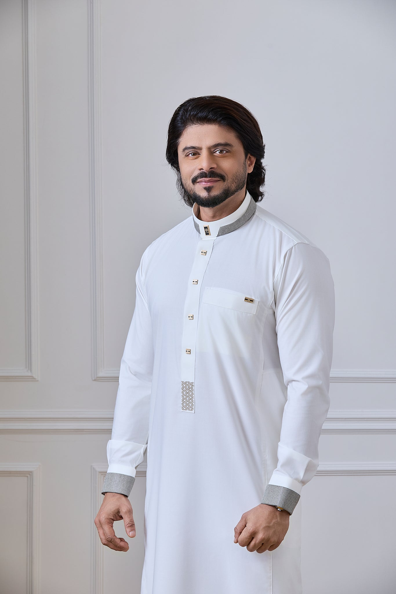 Cream Embroidery Thobe | AN 2313