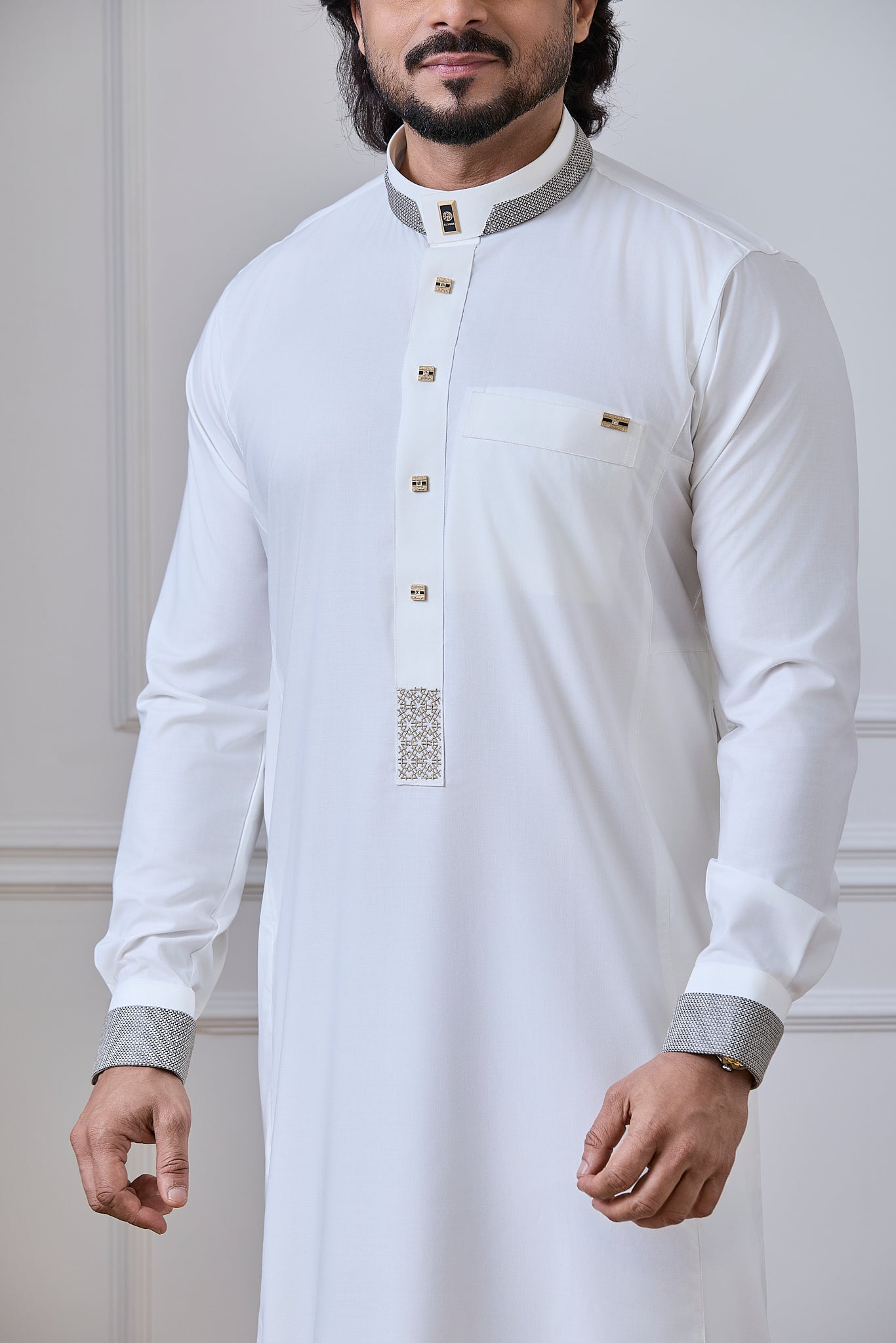 Cream Embroidery Thobe | AN 2313