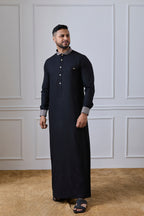 Black Mandarin Collar Thobe | AN 2455
