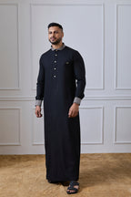 Black Mandarin Collar Thobe | AN 2455