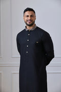 Black Mandarin Collar Thobe | AN 2455