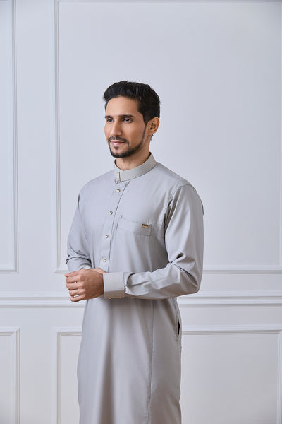 Grey Collar Thobe | AN 2308