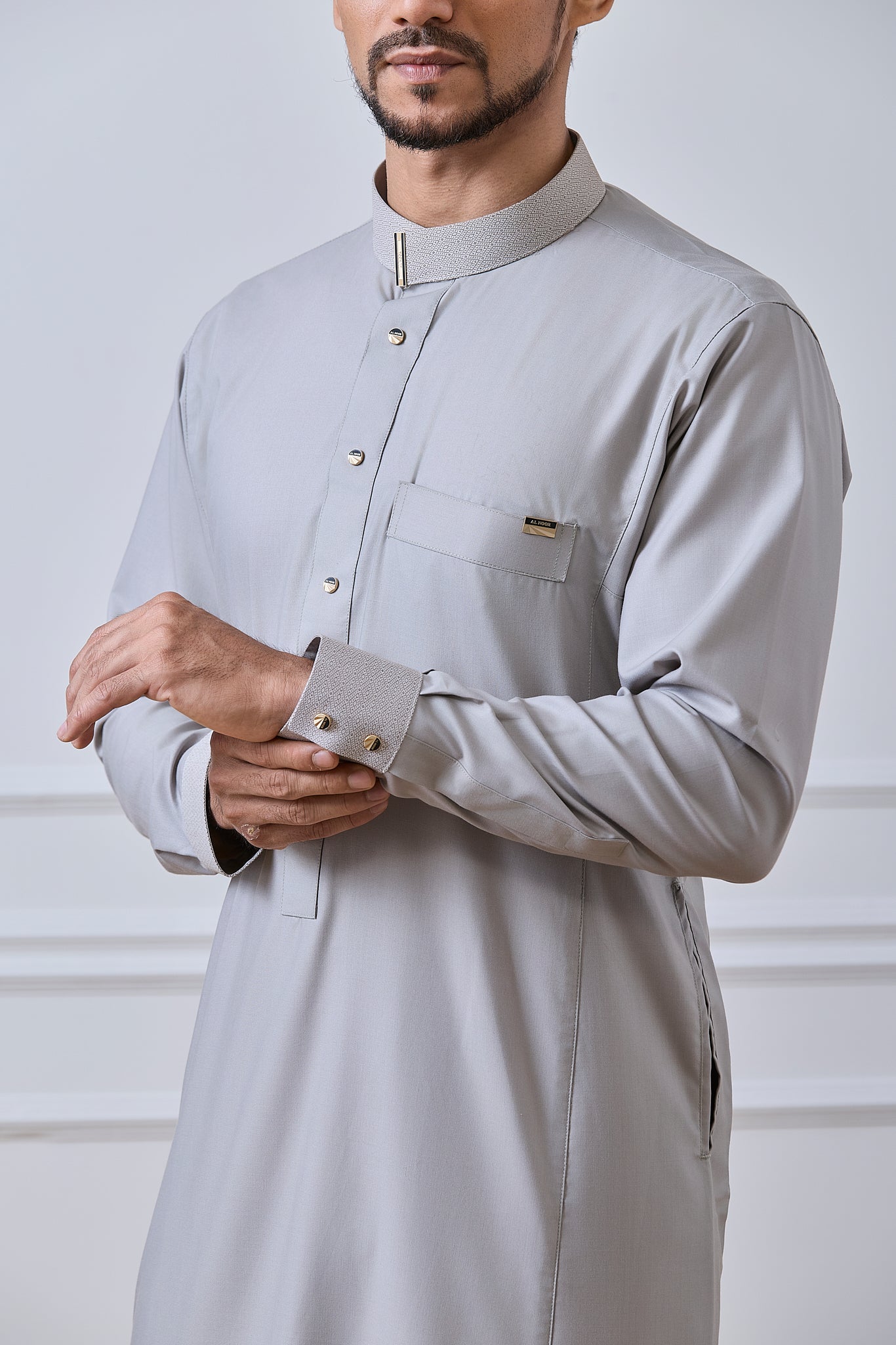 Grey Collar Thobe | AN 2308
