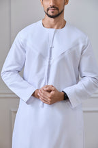 White Pleated Emirati Thobe | AN 2298