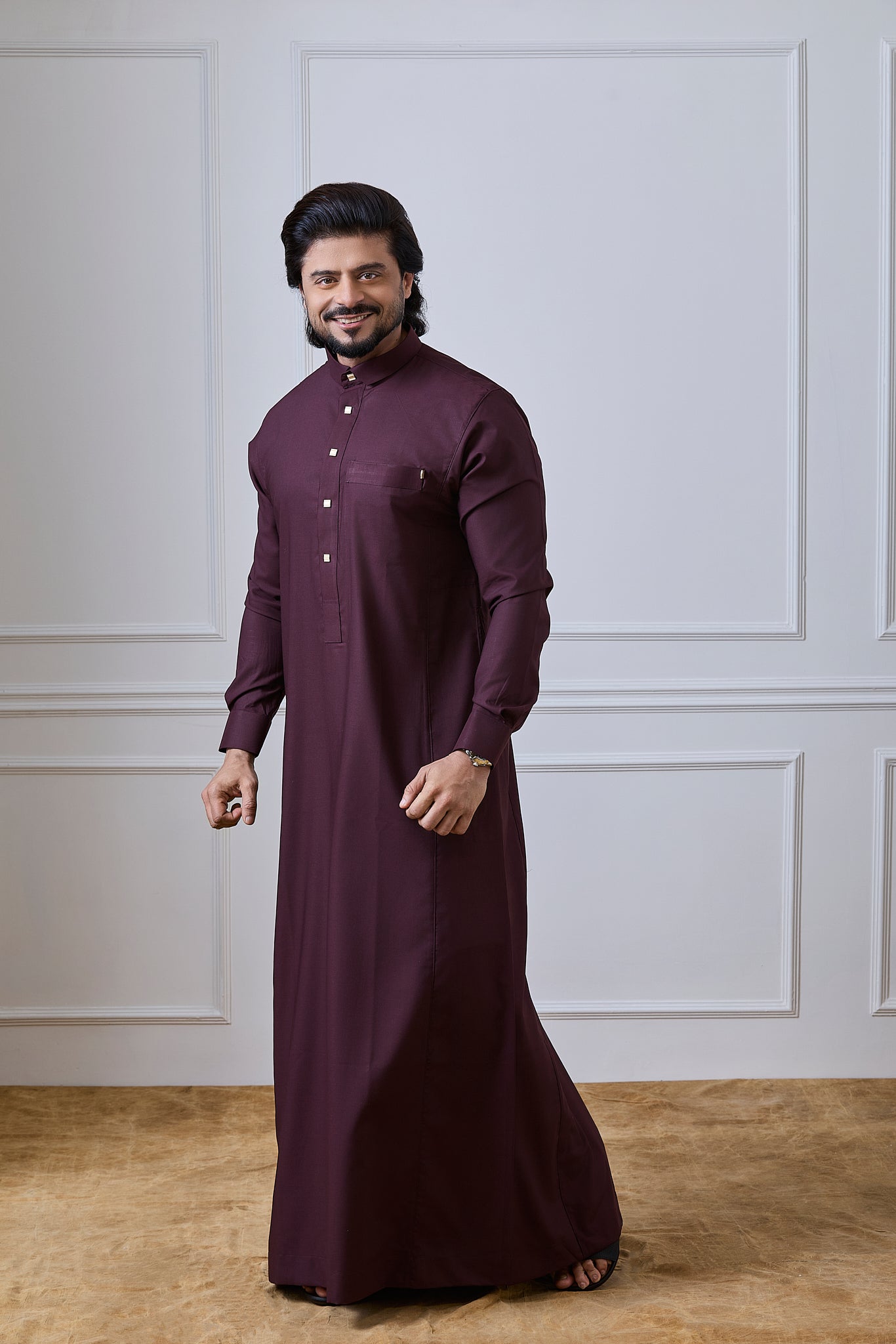 Dark Maroon Tuxedo Thobe | AN 1543