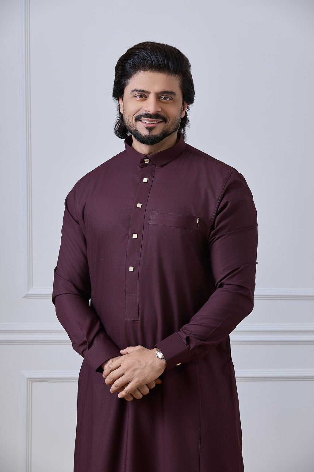 Dark Maroon Tuxedo Thobe | AN 1543