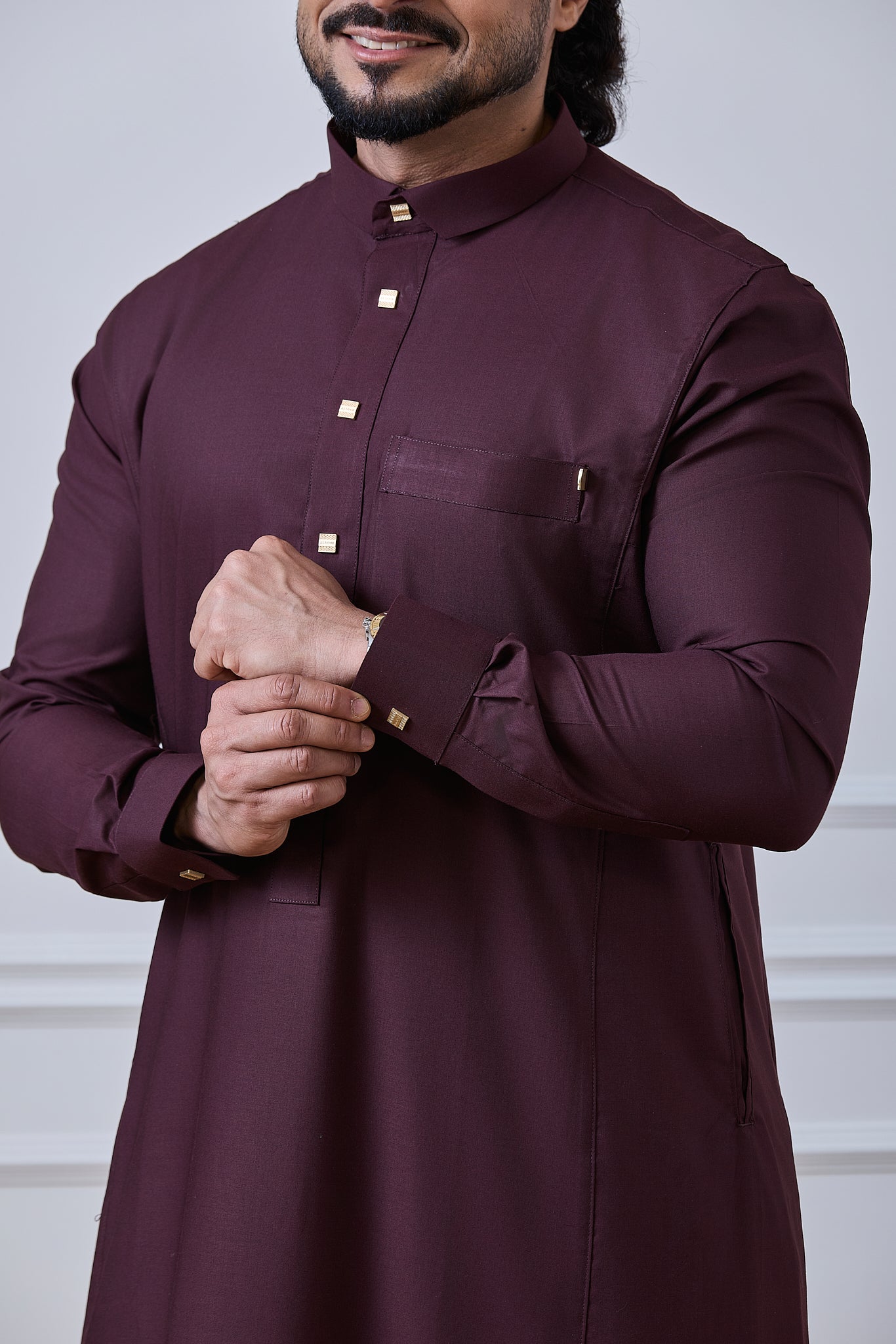 Dark Maroon Tuxedo Thobe | AN 1543