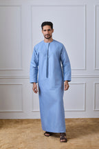 Light Blue Pleated Emirati Thobe | AN 2301