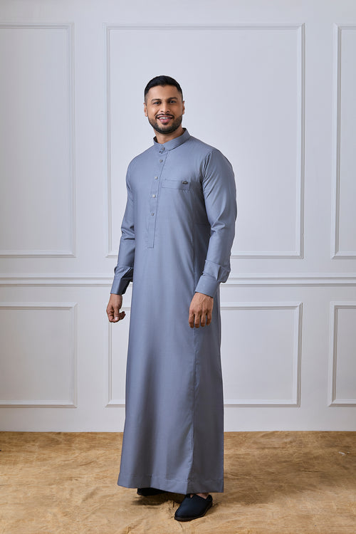 Steel Grey Tuxedo Thobe | AN 1544