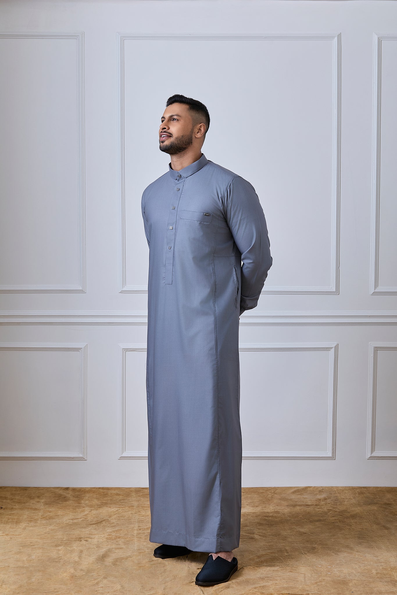 Steel Grey Tuxedo Thobe | AN 1544