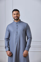 Steel Grey Tuxedo Thobe | AN 1544