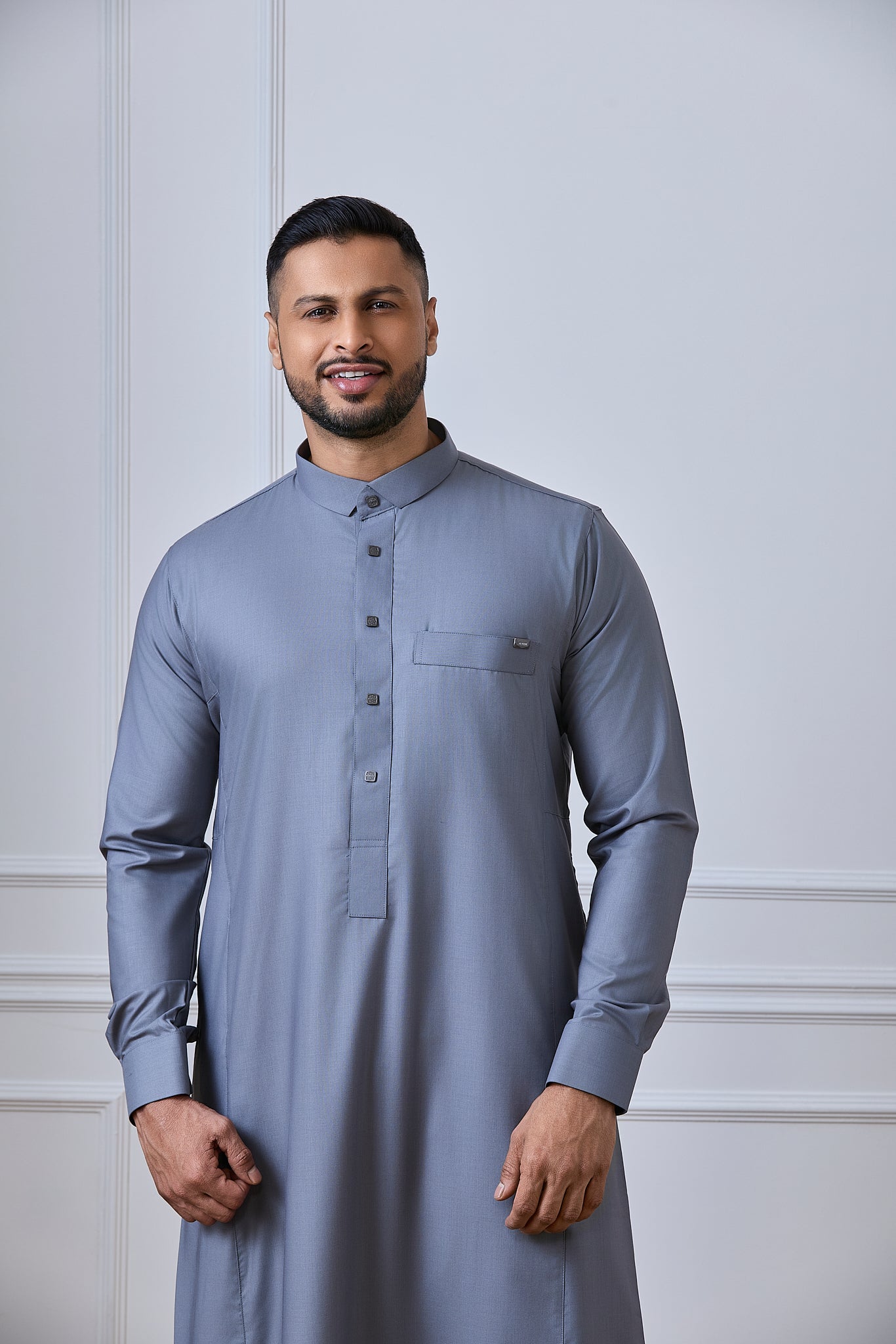 Steel Grey Tuxedo Thobe | AN 1544