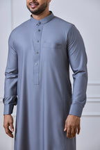 Steel Grey Tuxedo Thobe | AN 1544