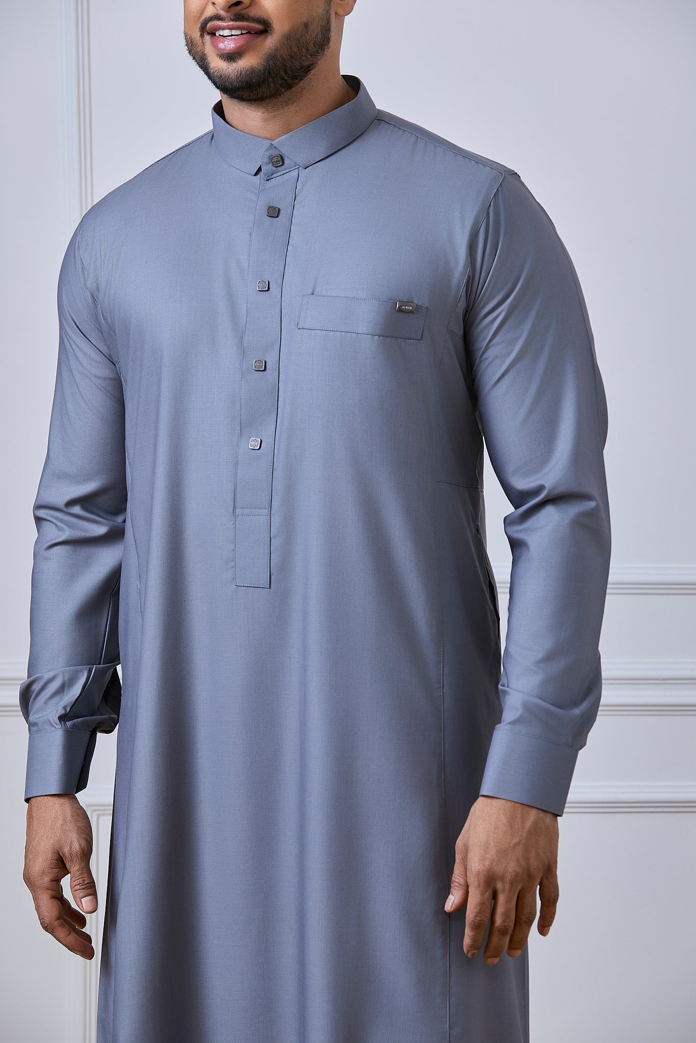 Steel Grey Tuxedo Thobe | AN 1544