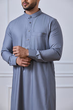 Steel Grey Tuxedo Thobe | AN 1544