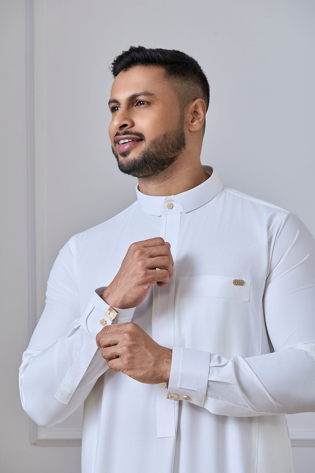Cream Collar Thobe | AN 2460