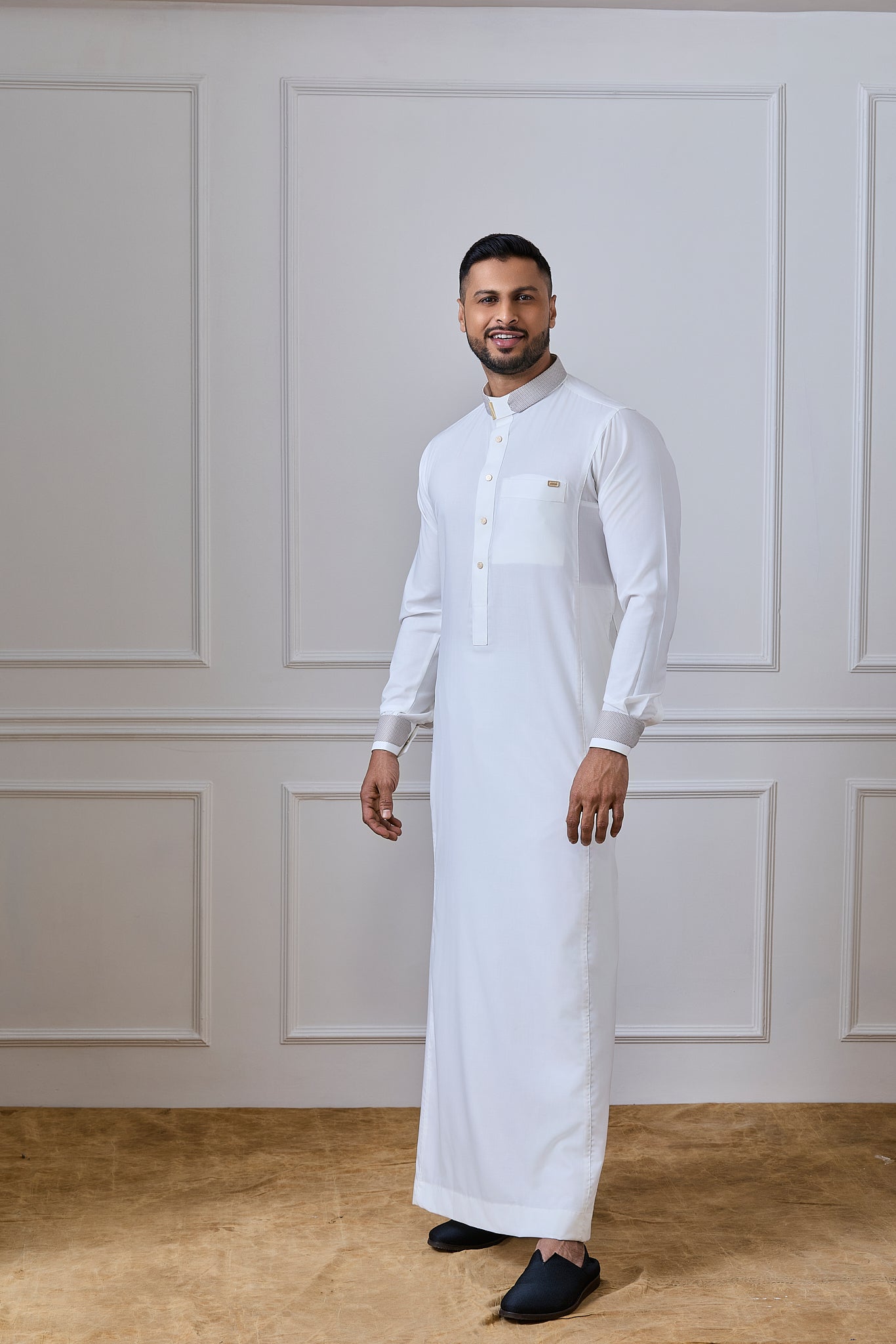 Cream Collar Thobe | AN 2327