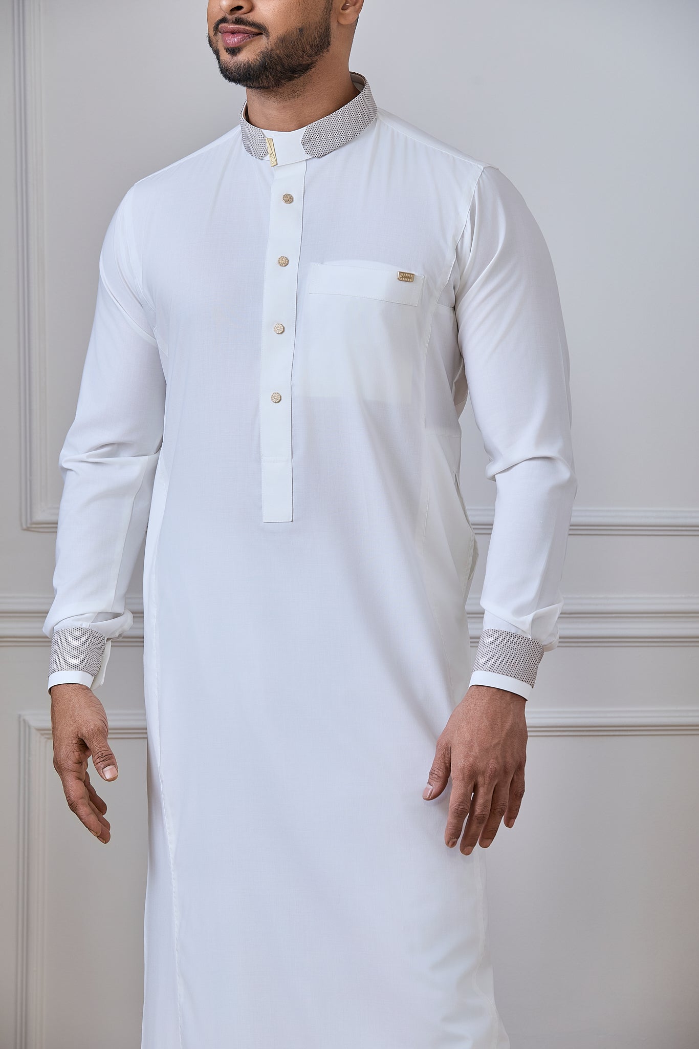 Cream Collar Thobe | AN 2327