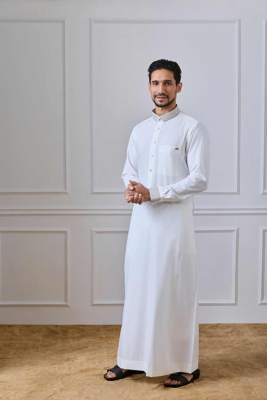 Cream Collar Thobe | AN 2318