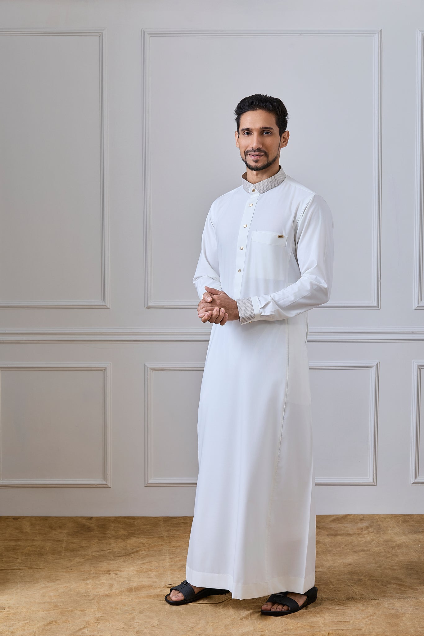 Cream Collar Thobe | AN 2318
