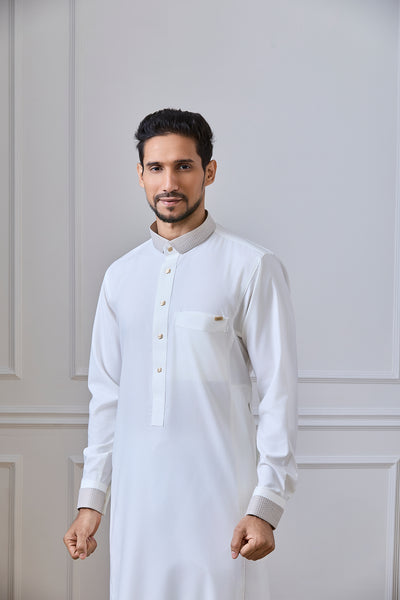 Cream Collar Thobe | AN 2318