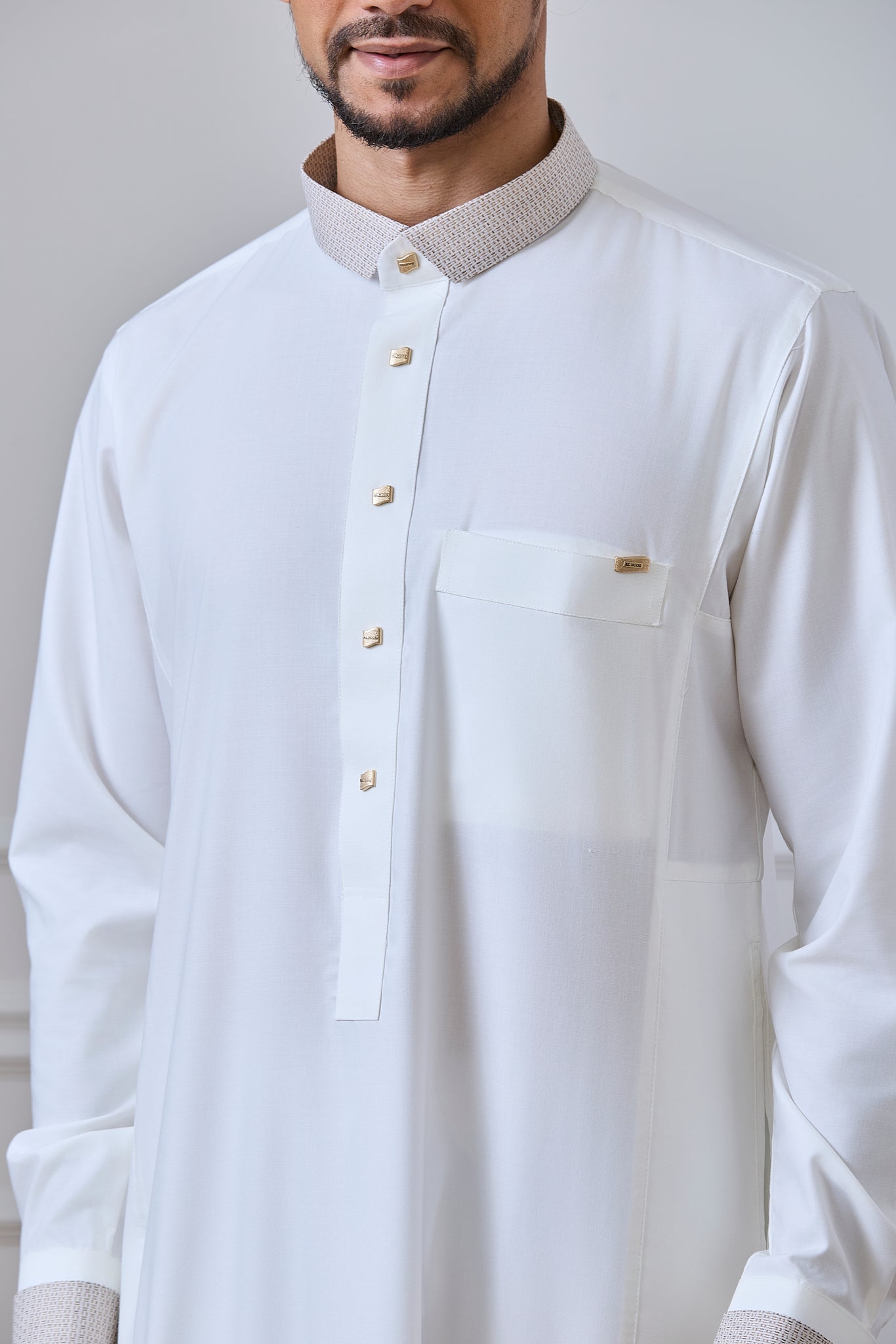 Cream Collar Thobe | AN 2318