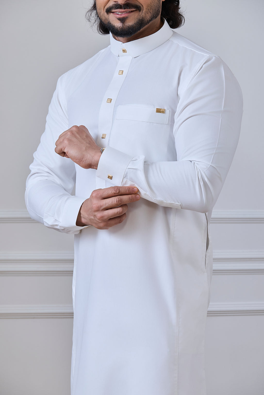 Cream Tuxedo Thobe | AN 2263