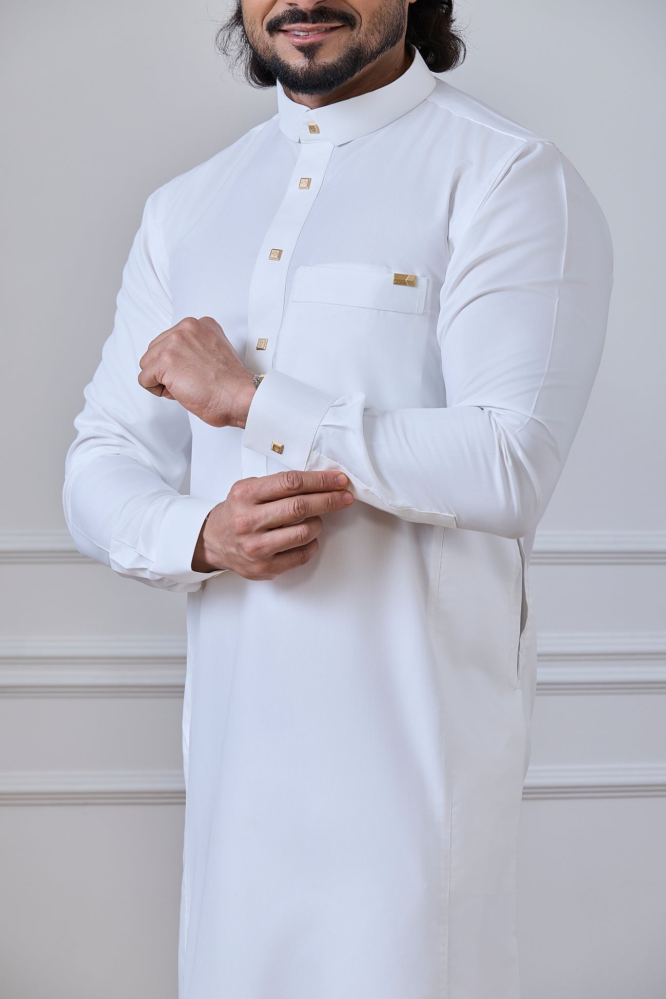 Cream Tuxedo Thobe | AN 2263