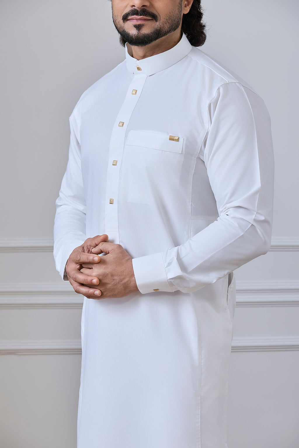Cream Tuxedo Thobe | AN 2263
