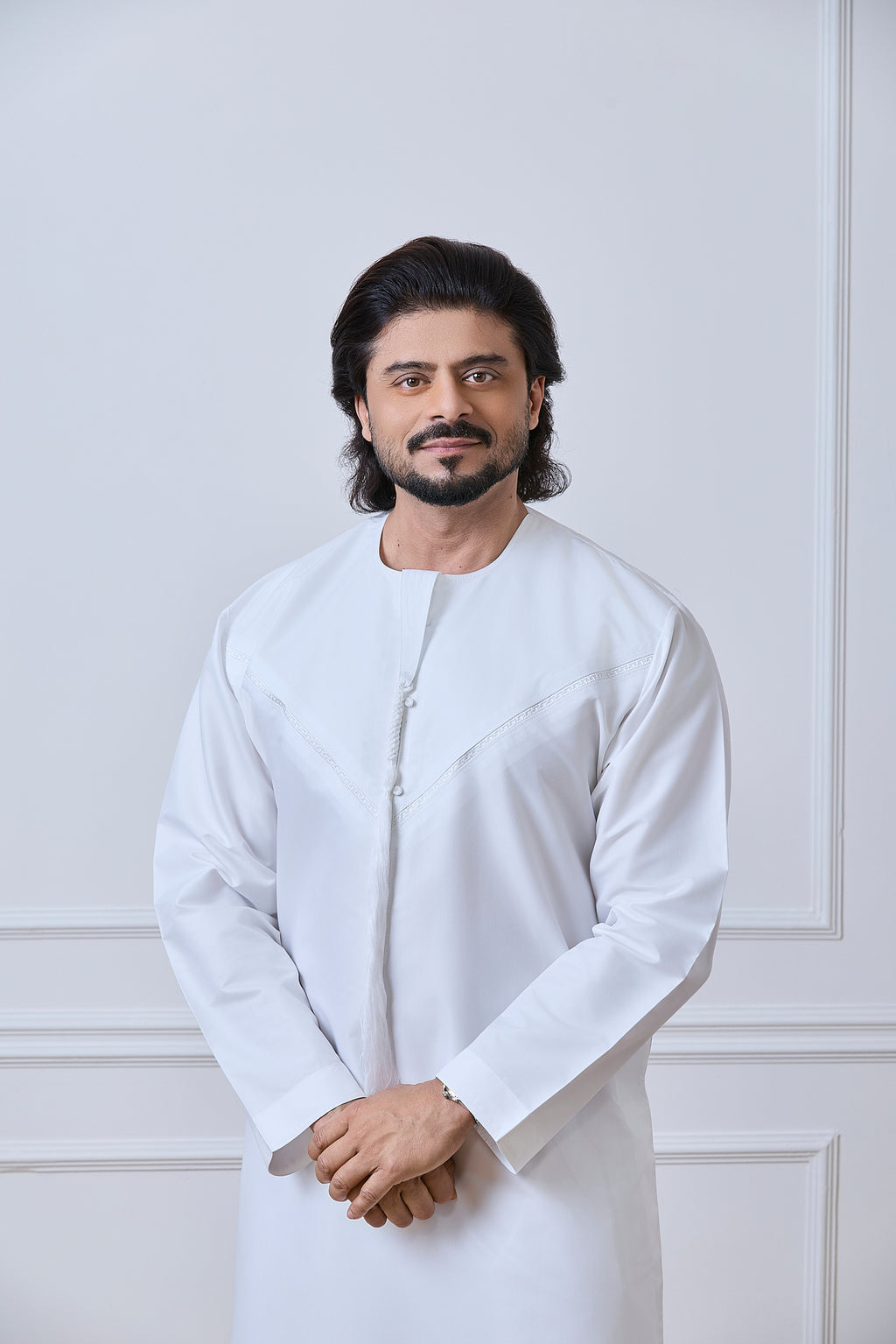 White Pleated Emirati Thobe | AN 1939