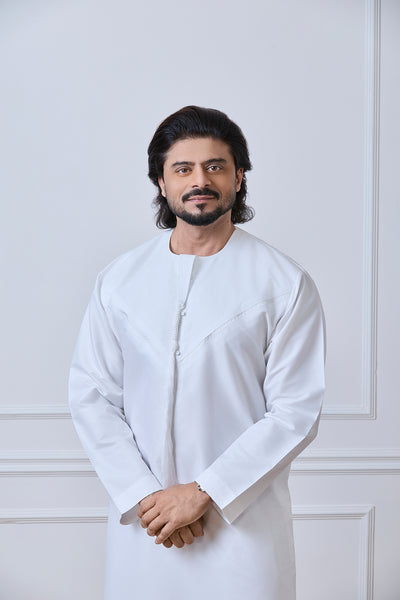White Pleated Emirati Thobe | AN 1939