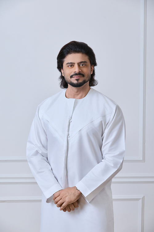 White Pleated Emirati Thobe | AN 1939