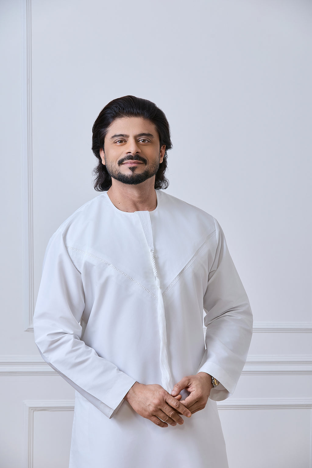 White Pleated Emirati Thobe | AN 1939