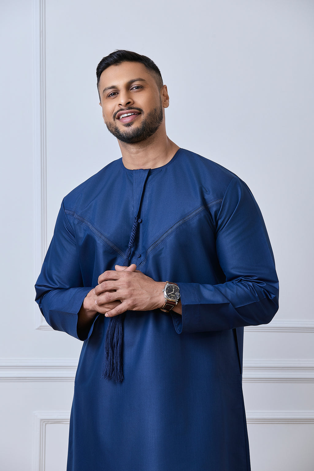 Blue Pleated Emirati Thobe | AN 2303