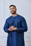 Blue Pleated Emirati Thobe | AN 2303