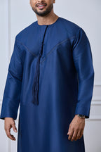Blue Pleated Emirati Thobe | AN 2303