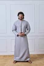 Steel Grey Pleated Emirati Thobe | AN 2300 C4