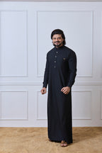 Black Soft Material Arabic Jubba | AN 1538
