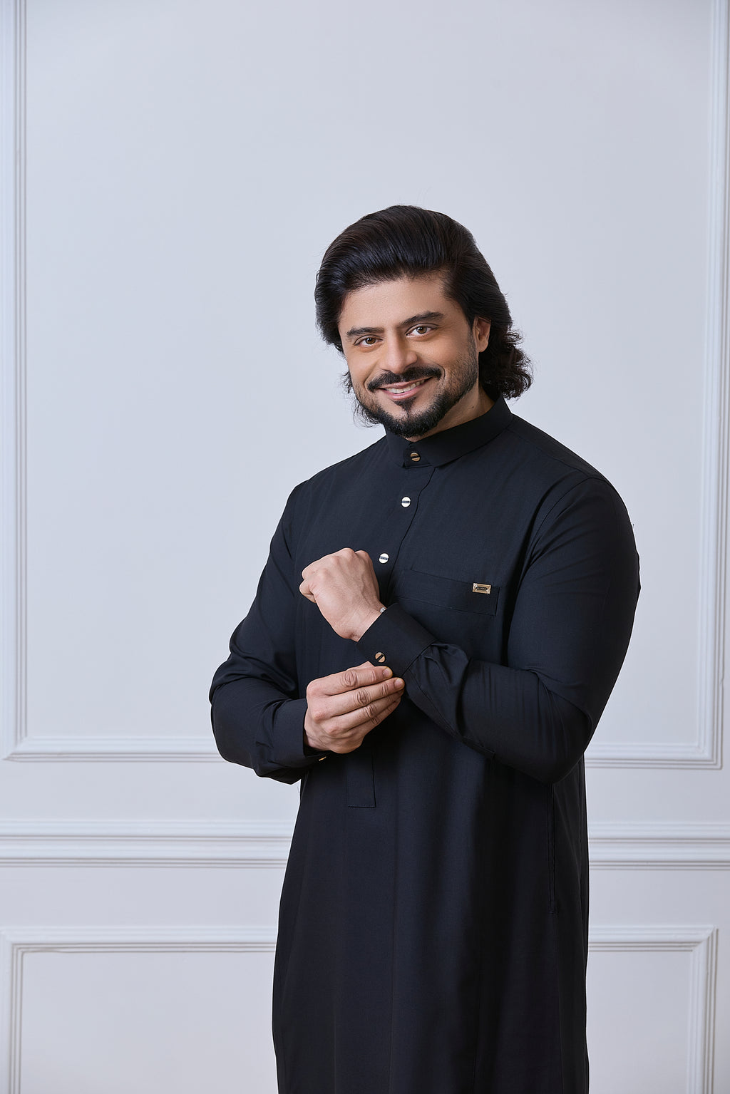 Black Soft Material Arabic Jubba | AN 1538