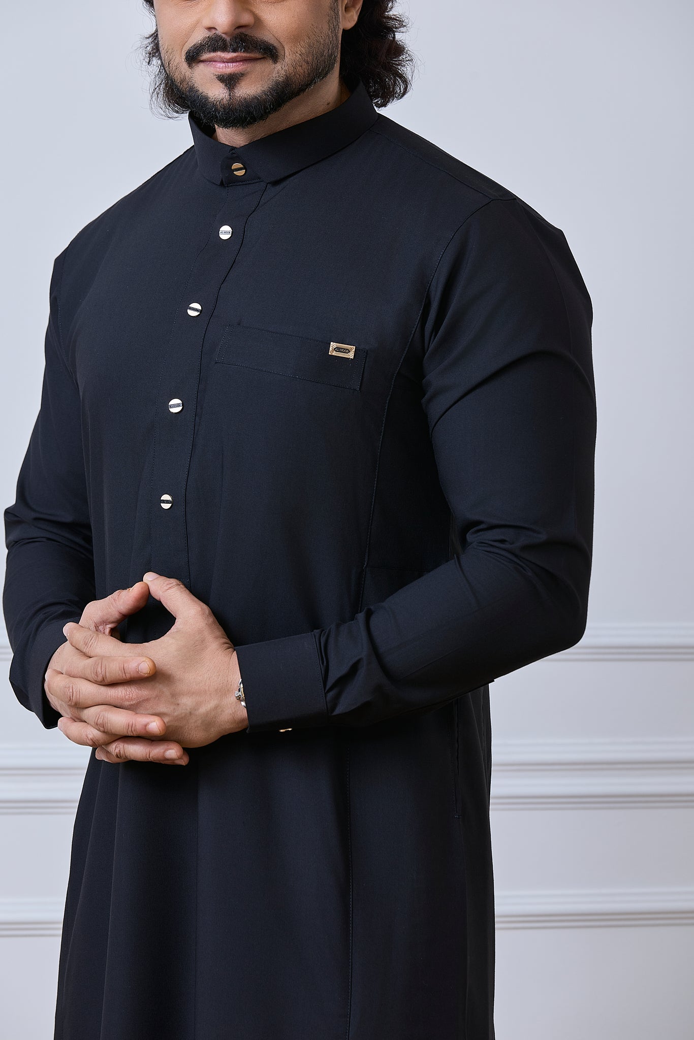 Black Soft Material Arabic Jubba | AN 1538