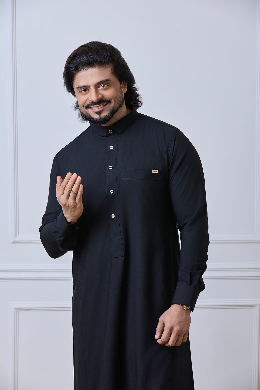 Black Soft Material Arabic Jubba | AN 1538