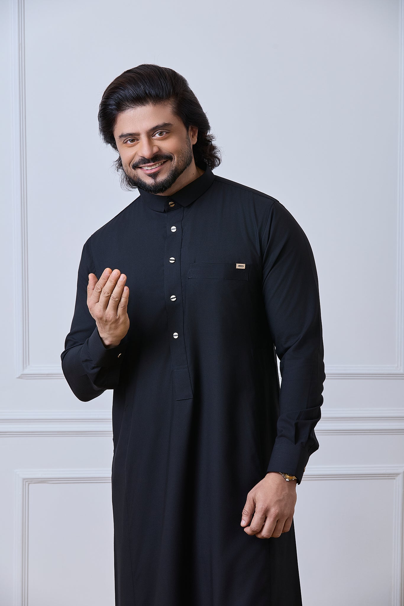Black Soft Material Arabic Jubba | AN 1538
