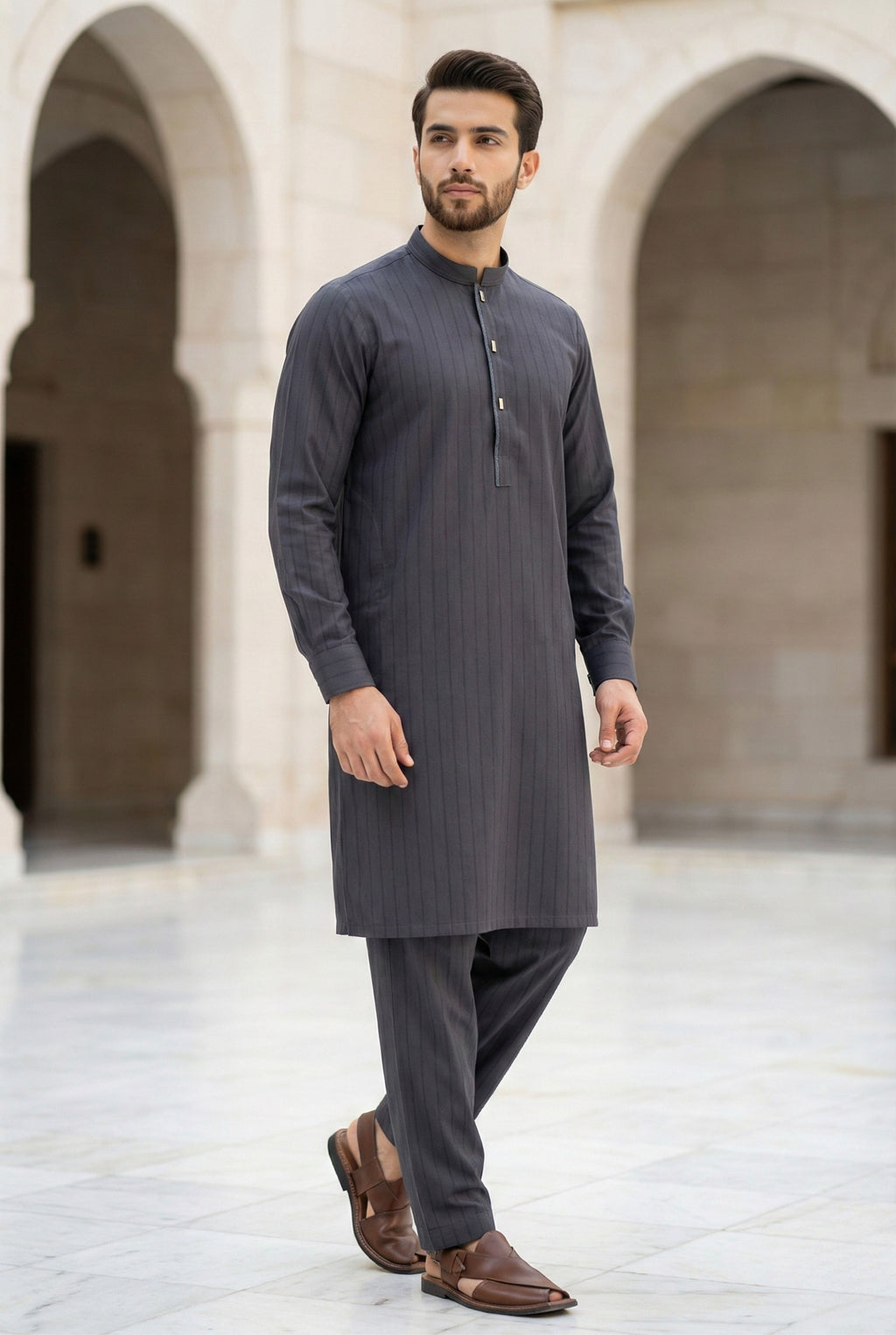 Charcoal Grey  Kurta Pyjama NN05