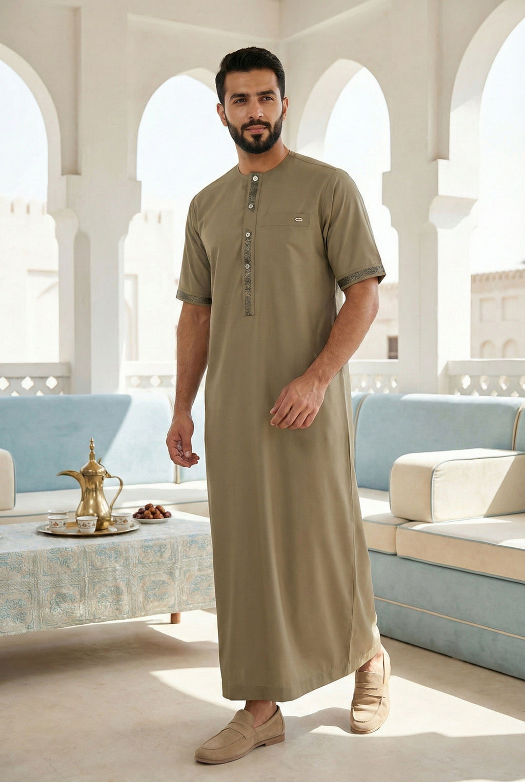 Half Sleeves Khaki Brown Thobe NC03