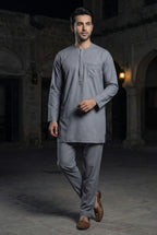 Light Grey Embroidered Short Kurta EC09